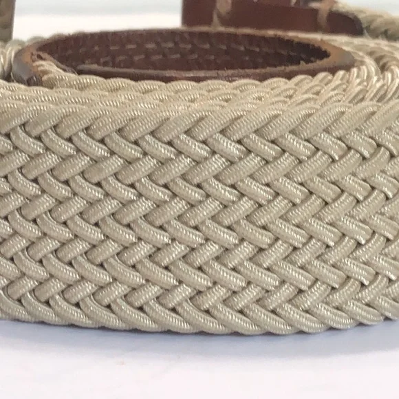 Tan Brown Stretch Woven & Leather Buckle Belt size 40 - Picture 5 of 12